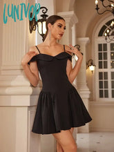 Lunivop Black Elegant Party Dresses For Women Mini Off The Shoulder Birthday Dress Sexy One-Piece
